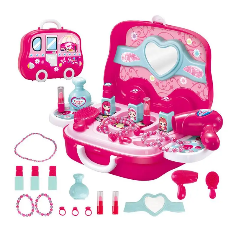 

Girls Beauty Hair Toy Make Up Set Toys Pretent Play Simulation Cosmetic Bag Plastic Makeup Toy Children Pretend Play Toys
