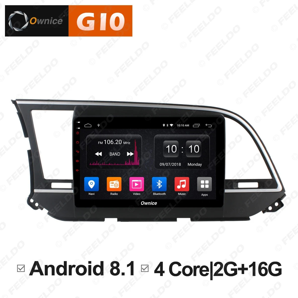 Sale FEELDO  9" Android 6.0 4-Core/DDR3 1G/16G/Support 4G Dongle Car Media Player With GPS/FM/AM RDS For  Elantra 2016 (Elantra 6) 1