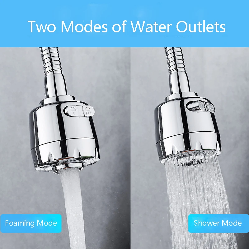 ZhangJi Kitchen 2-Mode 360 Degree Faucet Aerator Diffuser Rotating Flexible Faucet Extender Bubbler Shower Water Saving Nozzle ZhangJi Kitchen 2-Mode 360 Degree Faucet Aerator Diffuser Rotating Flexible Faucet Extender Bubbler Shower Water Saving Nozzle