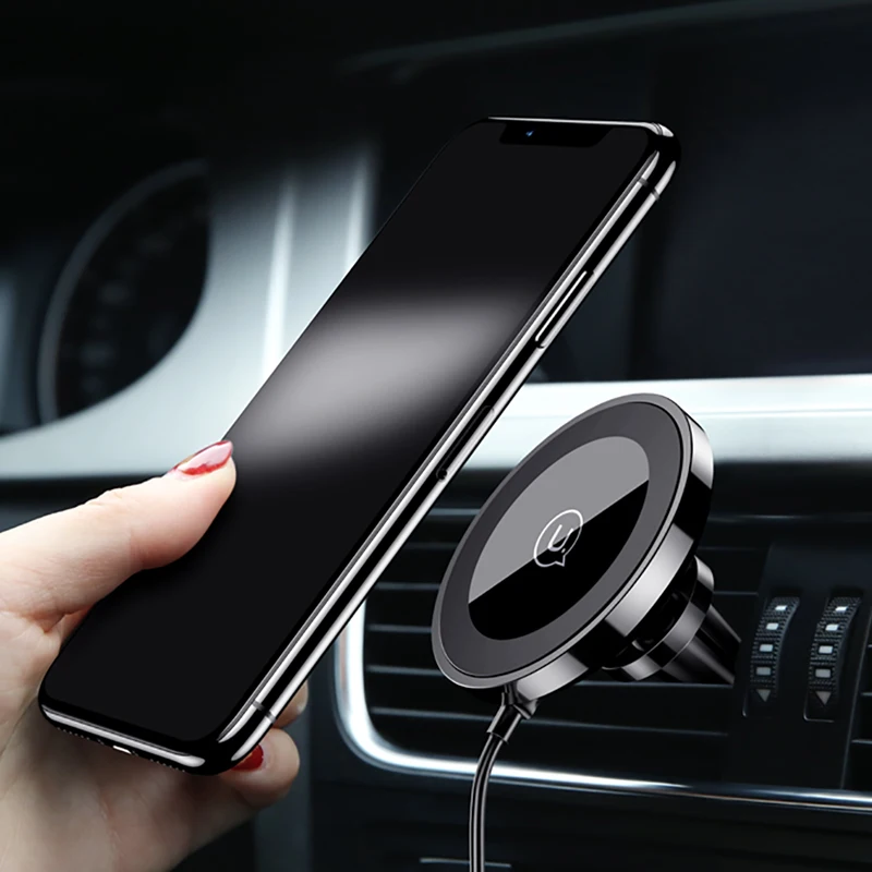 

USAMS 10W Qi Wireless Fast Charge Powerful Magnetic Car Mount Air Vent Phone Holder Stand Universal Bracket for iPhone/Samsung