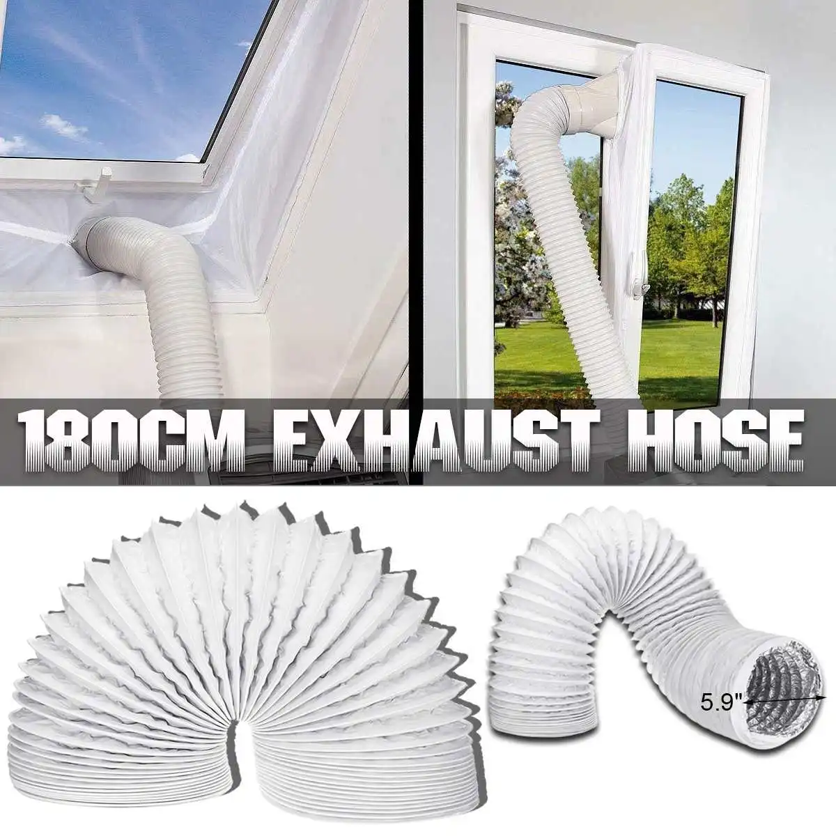 

180cm PVC Aluminum Foil Universal Portable Air Pump Conditioner Exhaust Hose 15cm Diameter 6" Width 72" long