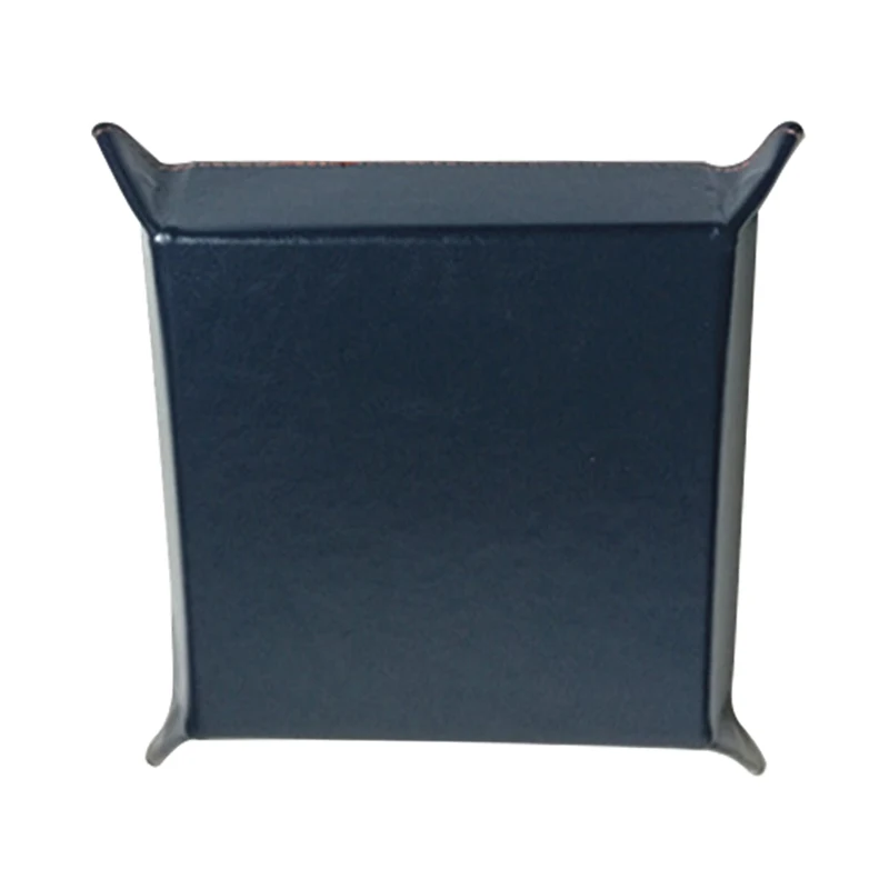 Hot Sales Blue Dice Tray Desktop Tabletop Foldable PU Leather Dice Storage Box For Dice Table Games