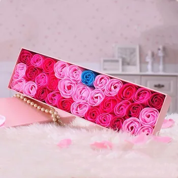 

New 33PCS Rose Soap Flower 34x10x4.5cm Artificial Flower Gift Box Wedding Gifts For Guests Handmade Soap Flower Bridesmaid Gift