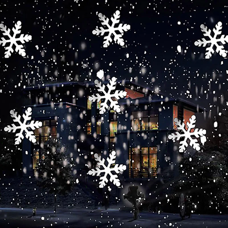 Рождественский светодиодный прожектор с эффектом снегопада, уличный садовый лазерный проектор, светильник для сцены снега, водонепроницаемый IP65, новогодний светильник со снежинками