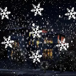 Белый перемещение освещение с дизайном «Снежинка» Рождество проектор огни открытый праздник аксессуары водостойкие для пейзаж Сад новый