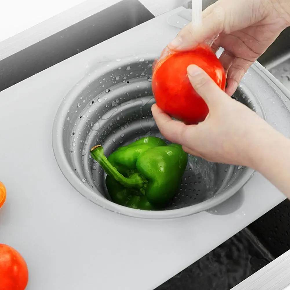 Preise Multi Funktionale 3 in 1 Schneidebrett Abnehmbare Klapp Ablauf Korb Waschbecken Gemüse Obst Schneiden Bord Küche Werkzeuge