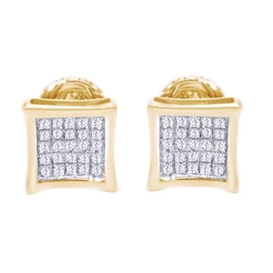 1/10 Ct Round Cut D/VVS1 14K Yellow Gold Over Cluster Stud Earrings | Украшения и аксессуары