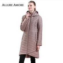 Spring Women Long Parka New Stand-up Collar Elegant Coat female Warm Slim Jacket Plus Size Removable Hooded Coats AllureAmore