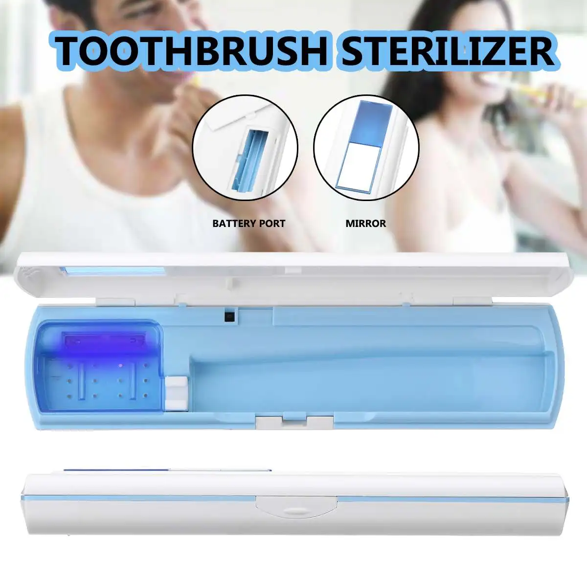

UV Sterilization Case Portable UV Light Ultraviolet Sterilizer Toothbrush Holder Cleaner Case Box Built-in Timer for Elder Gift