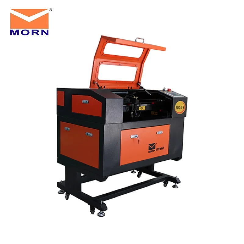 50W MORN high quality mini laser cutting engraving machine with aluminum table electrical lift table