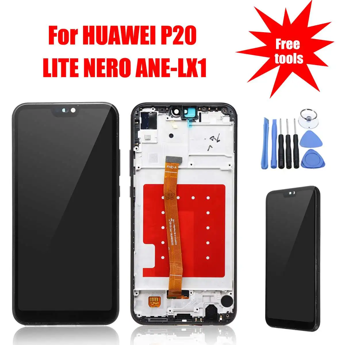 

LEORY 2280*1080 Mobilephone Touches Screen LCD Display Assembly + Tools Replacement For HUAWEI P20 LITE NERO ANE-LX1