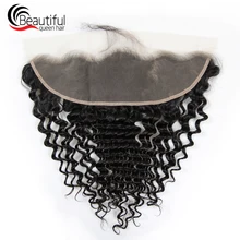 Красивые queen 10A перуанские человеческие волосы 13x4 прозрачный кружевной фронтальной глубокая волна Натуральный Темный девственные волосы 130 Плотность швейцарский шнурок