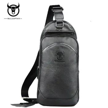 

BULL CAPTAIN 2018 Fashion Genuine Leather Crossbody Bag Men Famous Brand Large Capacity Men Sling Chest Bag Male Messenger Bags
