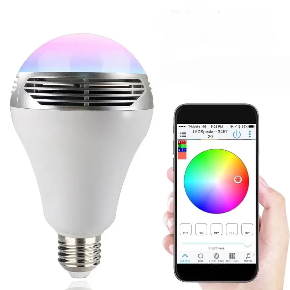 СВЕТОДИОДНЫЙ цветной беспроводной bluetooth-динамик с управлением приложением для смартфона, лампочка для музыки E27