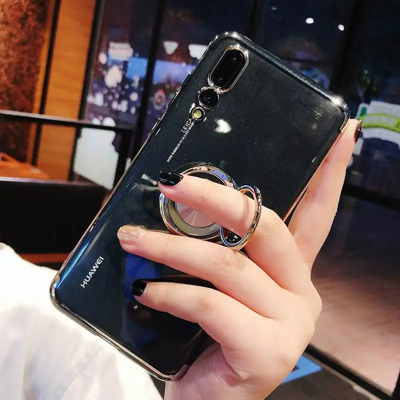 

Huawei Y6 2019 Cases Y7 Y9 2019 Metal Ring Holder Magnetic Silicone Case For Huawei Y6 2019 MRD-LX1 MRD-LX1F Y 6 Prime Case