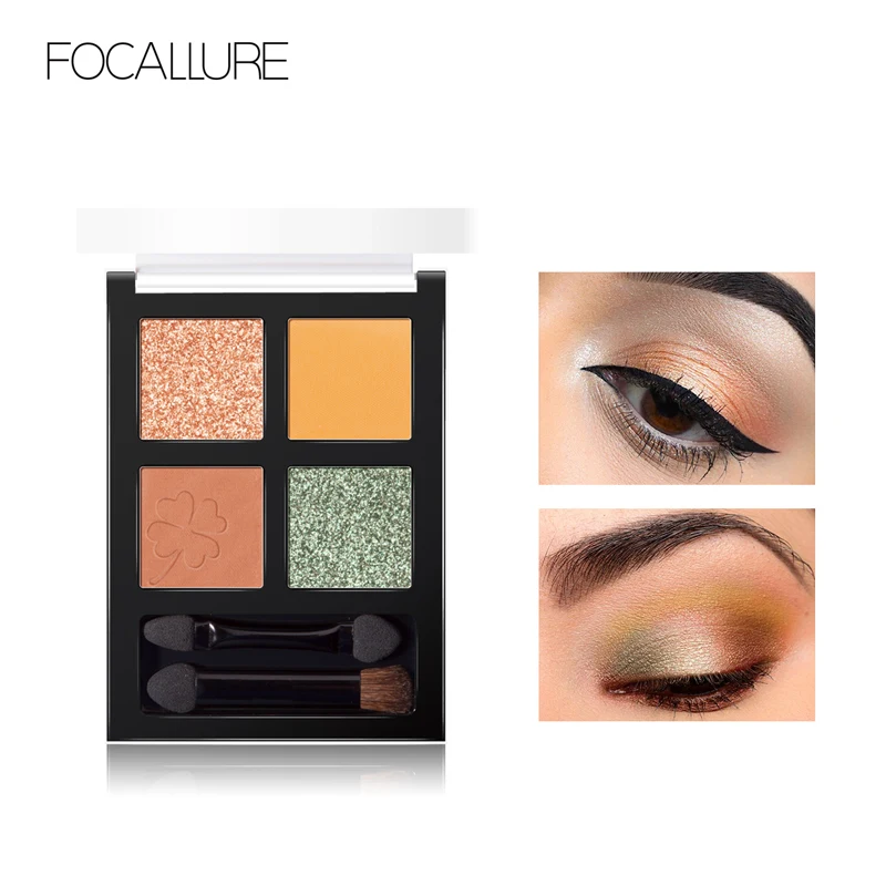 

FOCALLURE 4 colors Shimmer Eyeshadow palette waterproof long lasting Glam Eyes palette for daily eye shadows pallete