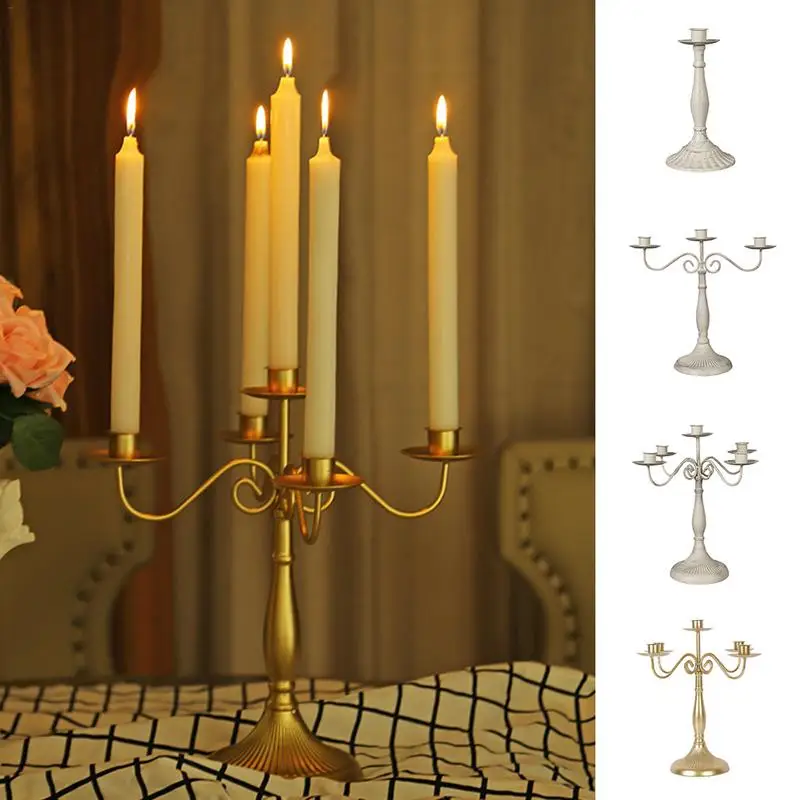 Retro Metal Candle Holder Elegant CandleStick Table Decoration For