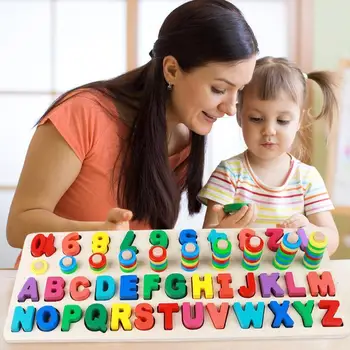 

Alphabet Digit Learning Education Child Wood Toy Wooden Three-in-one Math Letter Board Child Early Educational Puzzle Toys