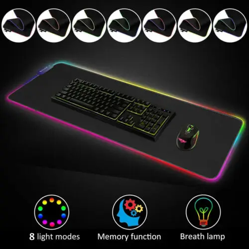 

Hot RGB Colorful LED Lighting Keyboard Mat Gaming Mouse Pad For PC Computer
