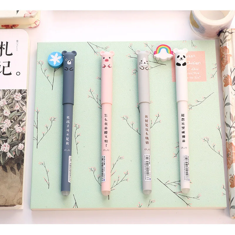 1 PC Cartoon Animals Erasable Pen Cute Panda Cat Magic Pens Kawaii Gel