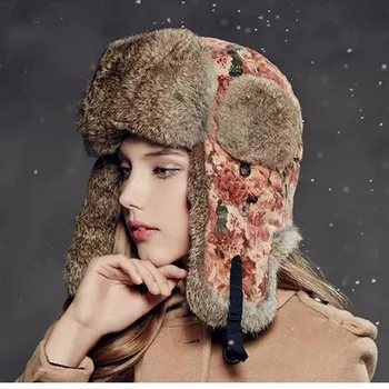 

Woman Cotton-padded Cap Autumn Winter Outdoor Camping Hiking Hunting Trekking Lei Feng Female Keep Warm Flight Rabbit's Hair Hat