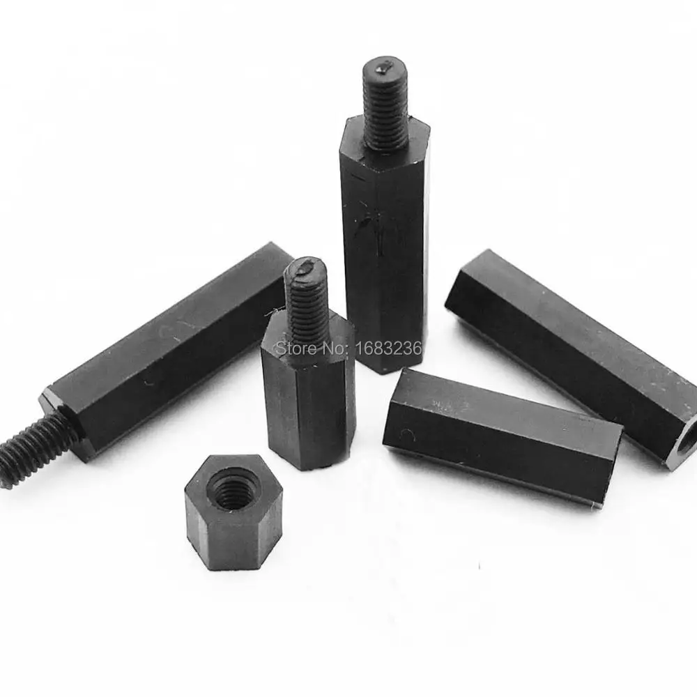 Hex Standoff 50pcs Black White M2 M2.5 M3 M4 Plastic Nylon Hex Hexagon Standoff Spacer Male-Female Female Phillips Pan Round Head Screw Bolt