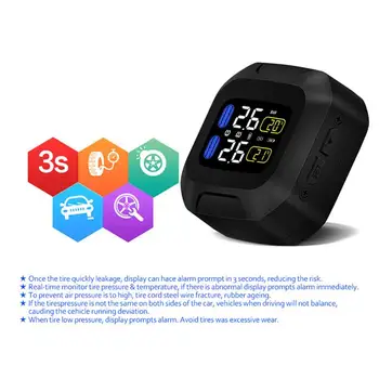 

Wireless Motor Tyre Aotu Alarm TPMS Motorcycle Tire Pressure Monitoring System 2 External Sensor Temperature Alarm Moto Tools