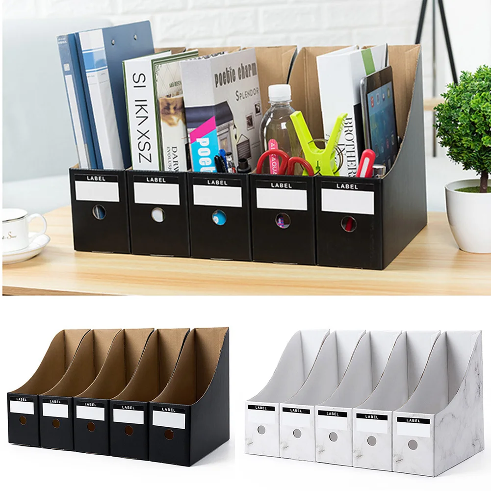 

5PCS/Set Rack Storage Box Simple Office School Kraft Paper File Holder Desk Organiser Stationery Pencil Document Foldable