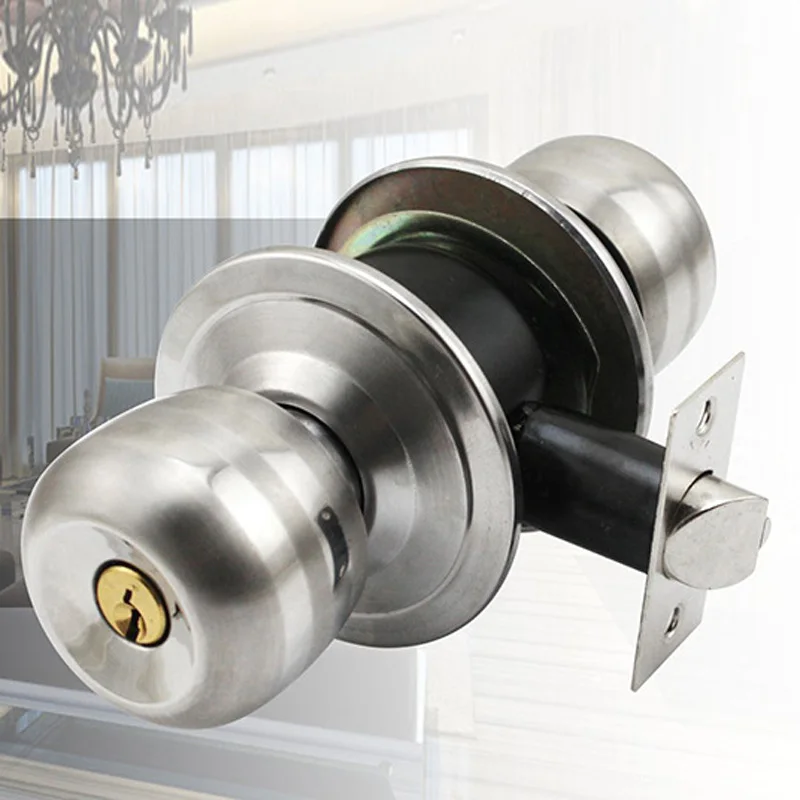 

Satin Nickel Round Ball Door Knob Handle Lock Hardware Set, Entry Bed And Bath