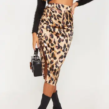 

Womens Leopard Print Wrap Skirts Bandage Tunic Midi Skirt Ladies Sexy Party Wear