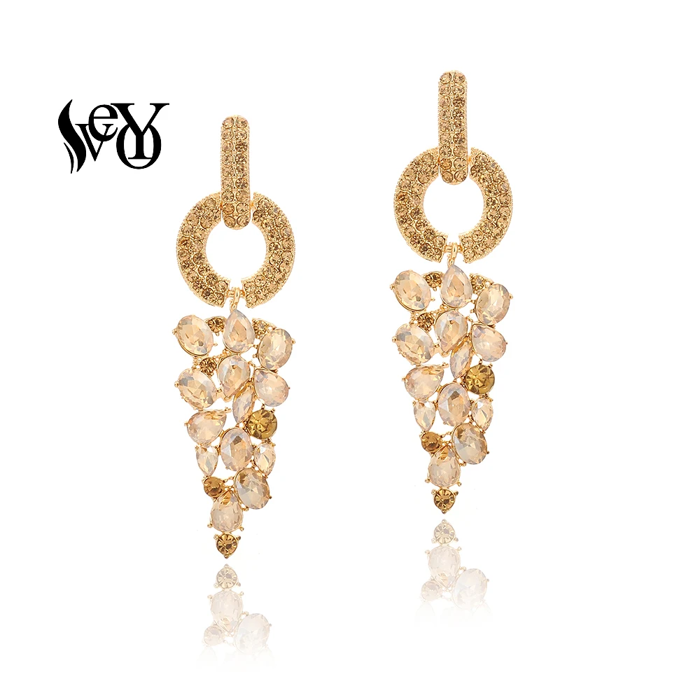 

VEYO Elegant Round Rhinestone Drop Earrings Fashion Jewelry Crystal Earrings for Women Gift Free shipping