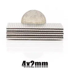 100 шт. 4x2 мм N35 сильный магнит 4x2 редкоземельные мини-Craft Постоянные неодимовые магниты 4*2