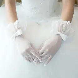Модные корейские свадебные перчатки короткие кружевные белые сетчатые наручные перчатки принцесса свадебная одежда подружки невесты