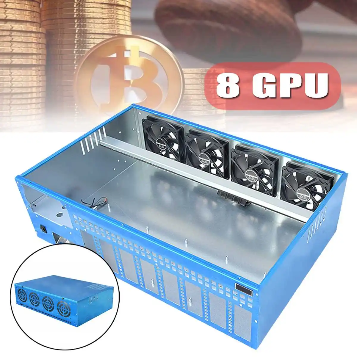 New 8GPU DIY Mining Frame Chassis PC Case Computer Case With 4 fans For Onda B250 BTC D8P-D3 Motherboard Computer Parts New 8GPU DIY Mining Frame Chassis PC Case Computer Case With 4 fans For Onda B250 BTC D8P-D3 Motherboard Computer Parts