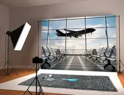 Аэропорт терминал фон-самолет вылет аэропорт Lounge-фотография Фон-отлично подходит для студии, стенд вечерние, фото