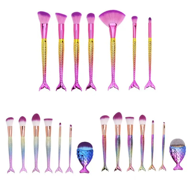 

7Pcs Eyeshadow Make-up Brushes Contour Blending Cosmetic Brushs Mermaid Makeup Brushes Set Fish Cosmetic Concealer Brushes