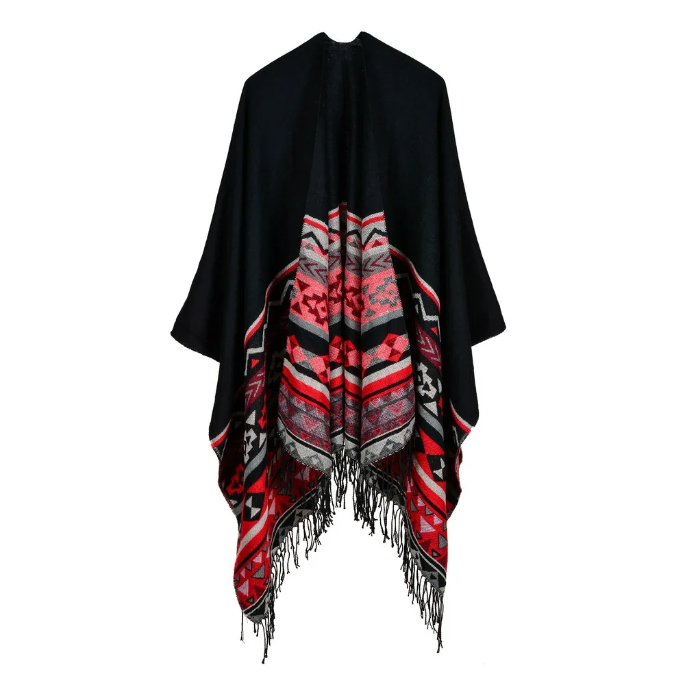 

Bohemian cashmere-like shawls with lengthened cloaks on both sides scarf women abrigos mujer invierno 2019 luxury brand