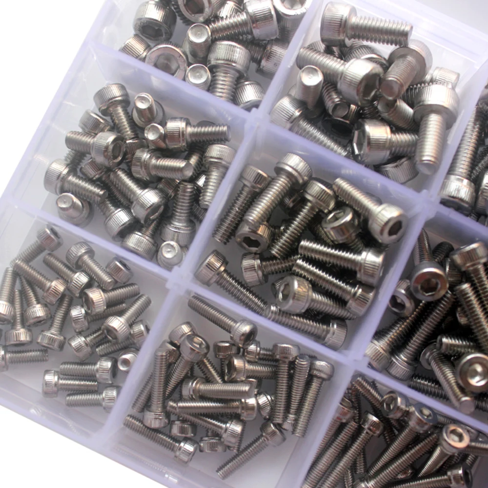 

440pcs M3 M4 M5 304 Screws & Nuts Set Stainless Steel Hexagon Socket Screw Cap Head Screw Cylindrical Head Screw