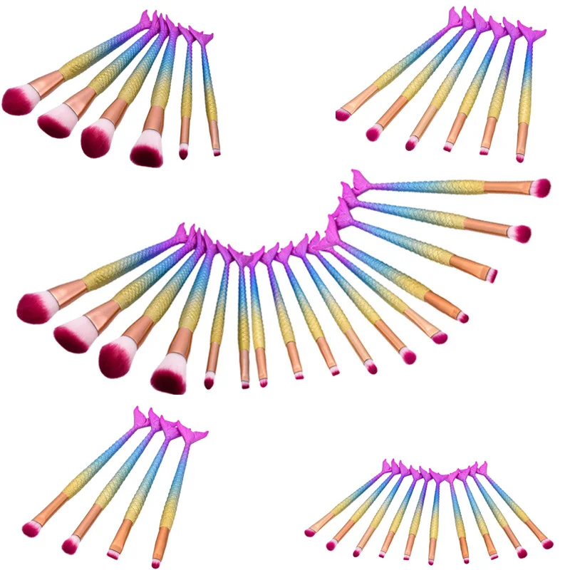 

Rakado Professional Mermaid Fishtail Makeup Brushes Eyeshadow Brush Foundation Cosmetics Kits Soft Powder Beauty Make up Tools