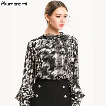 

2019 Harajuku New Spring Summer Blouse Women Long Sleeve Shirts Fashion Leisure Chiffon Shirt Bow Office Ladie Tops plus size