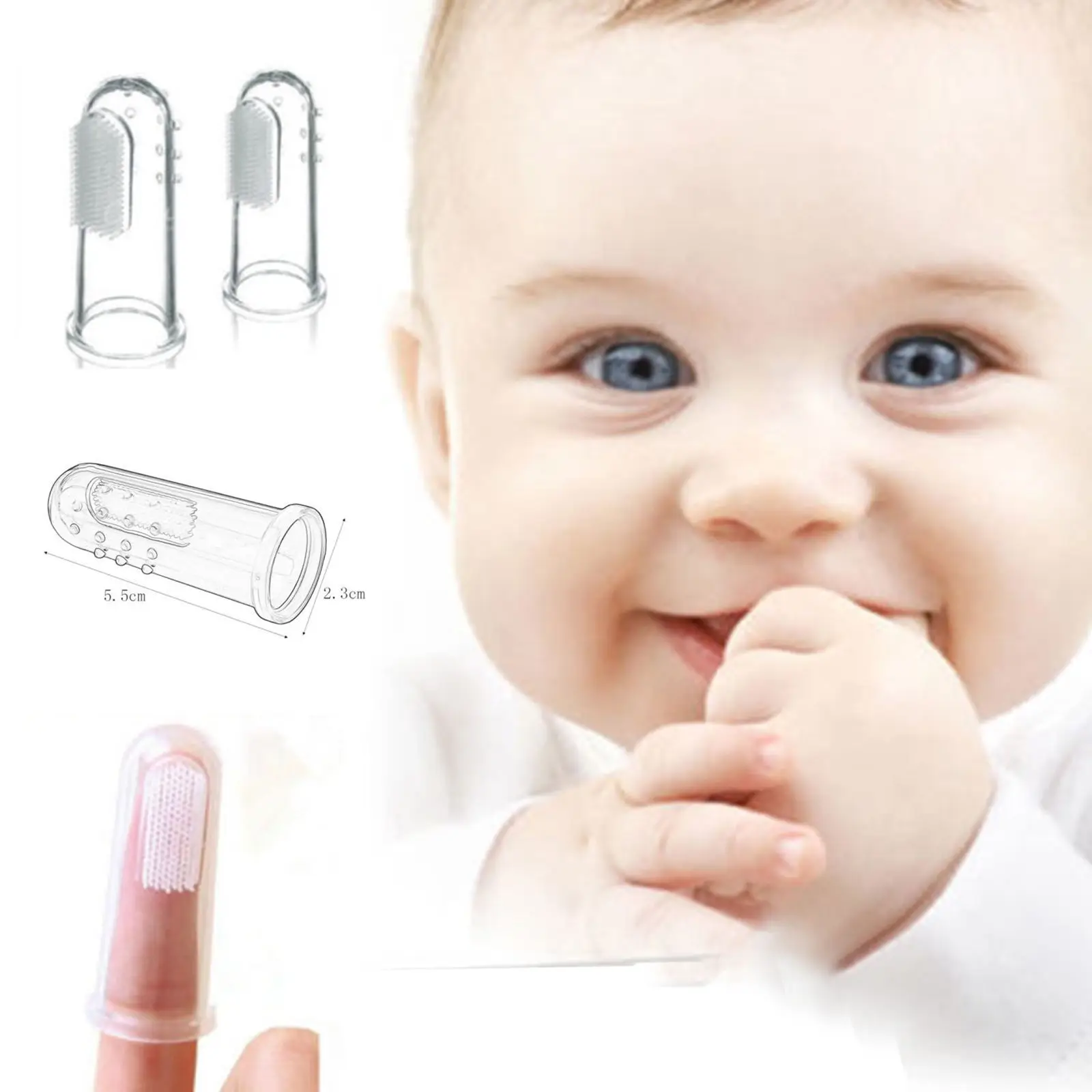 Kids Baby Finger Toothbrush Silicon Toothbrush+Box Toddler Infant Teeth Clear Soft Silicone Finger Tooth brush Teeth Rubber