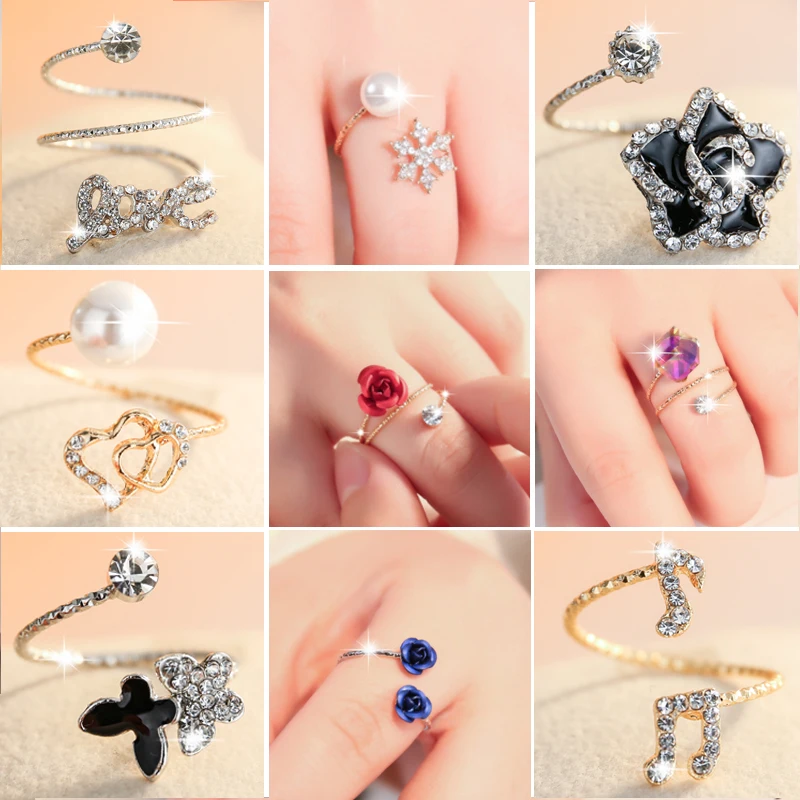 

Party Gift Female ringFashion Simple Gold and Silver Geometry Adjustable sizeLove ring A birthday present Valentine's Day gifts