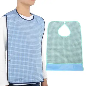 

Adult Waterproof Mealtime Bib Double Layer Elder Dinning Clothes Protector v