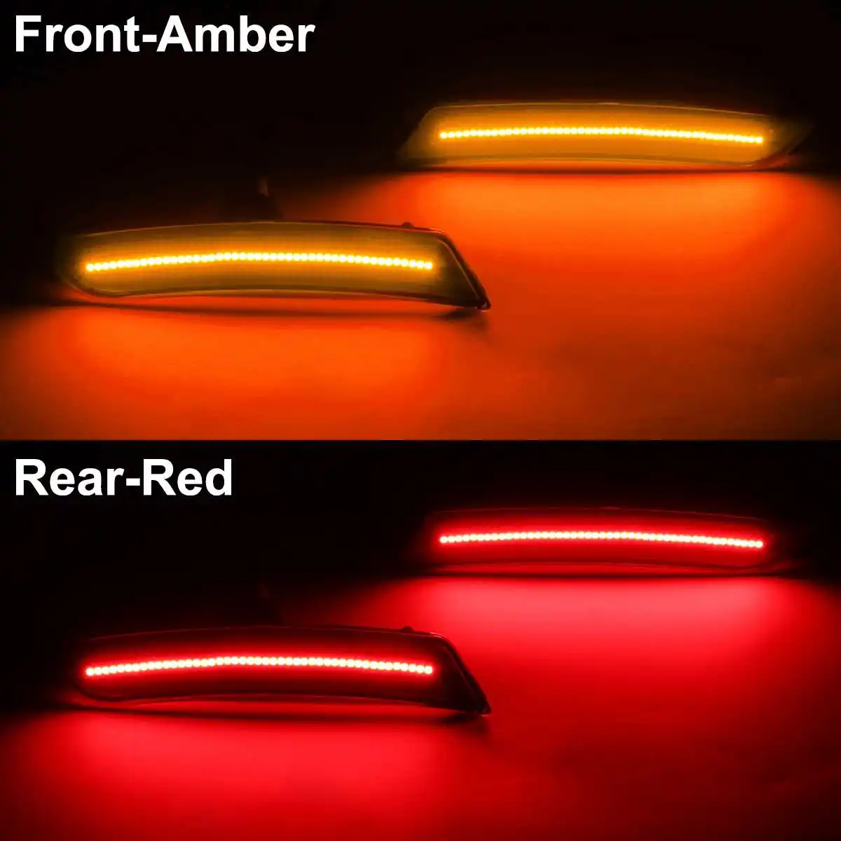 GTINTHEBOX 2PCS 3D Smoked Lens Amber 24-SMD LED Front Bumper Side Marker Lights Lamps Replacement Kit For 2008-2014 Dodge Challenger