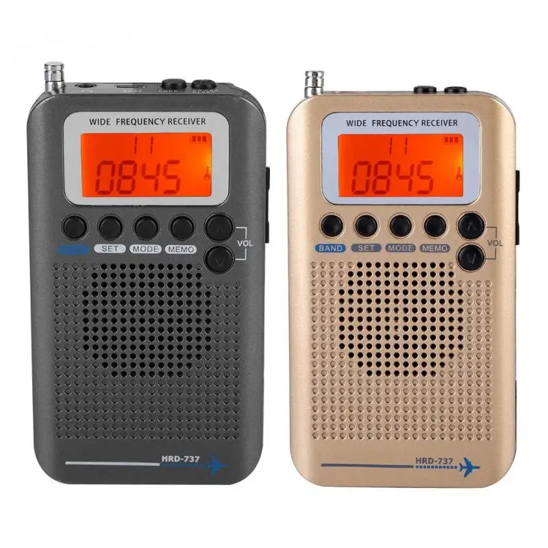 

Portable Aircraft Band Radio Receiver VHF AM FM Full Band Radio Recorder LCD Dispaly SW CB Radios with Earphones