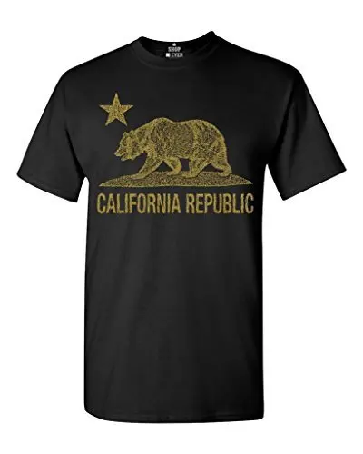 

California Republic Gold Bear T-shirt Flag Shirts Print T Shirt Harajuku Short Sleeve Men Top Teenage Natural Cotton Printed