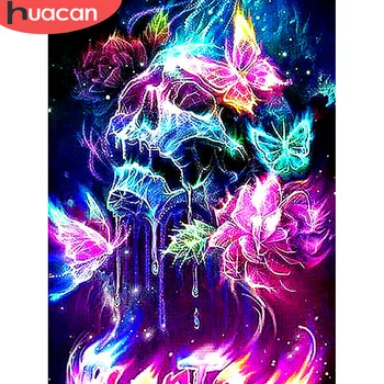 

HUACAN Diamond Painting New Square Stones Skull Diamond Mosaic Sale Cartoon Pictures With Rhinestones Hobby And Handicraft