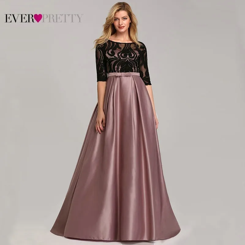 Online Colore di contrasto Abiti Da Sera Mai Abbastanza EP07866 2019 Una Linea di O Neck Empire Dell arco Del Merletto Elegante Sexy Abiti Del Partito Robe De Soiree