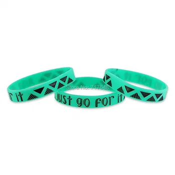 

100pcs Inspirational Quote JUST GO FOR IT wristband silicone bracelets free shipping by ePacket A