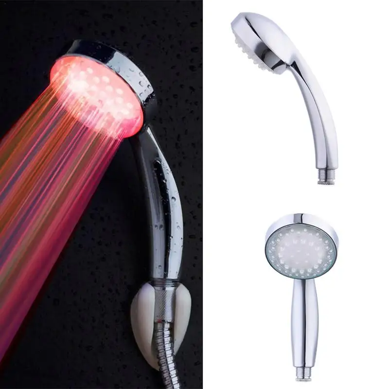 

Romantic Automatic Magic 7 Color LED Lights Handing Rainfall Shower Head Single Round Head Handheld Bath Sprinkler for Bathroom